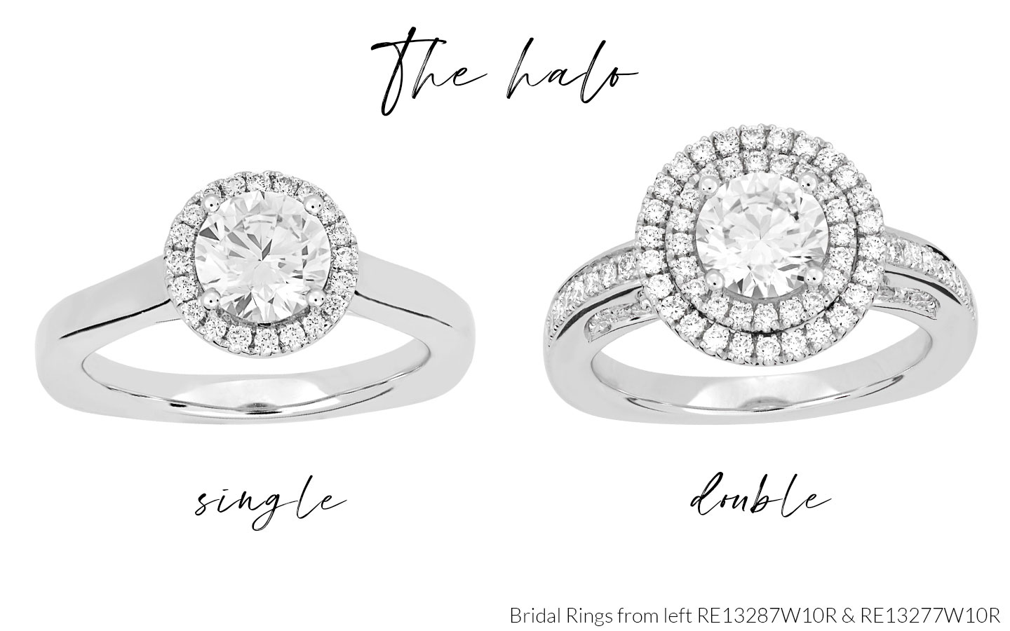 Halo Bridal Rings RE13287W10R and RE13277W10R