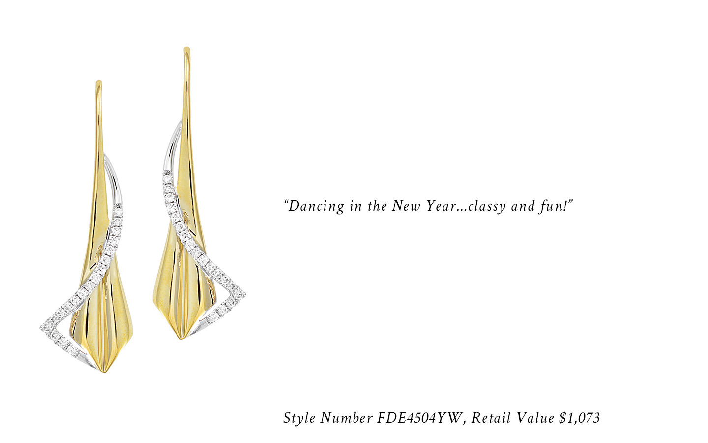 "Dancing in the New Year ...classy and fun!" Style Number FDE4504YW, Retail Value $1,073