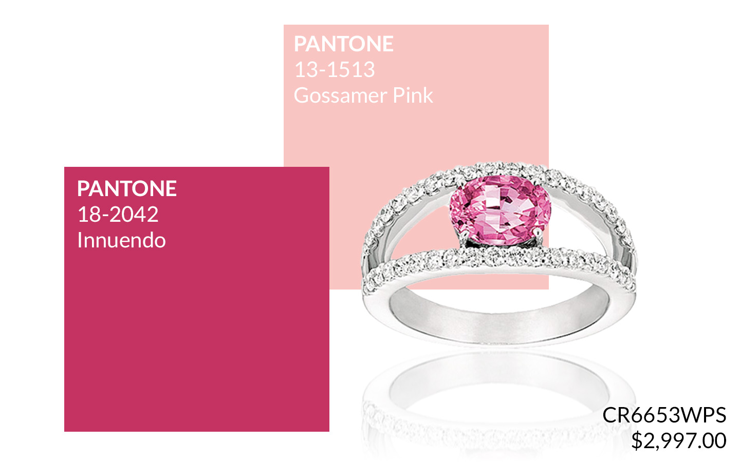 Pantone 18-2042 Innuendo and 13-1513 Gossamer Pink Sapphire Ring CR6653WPS
