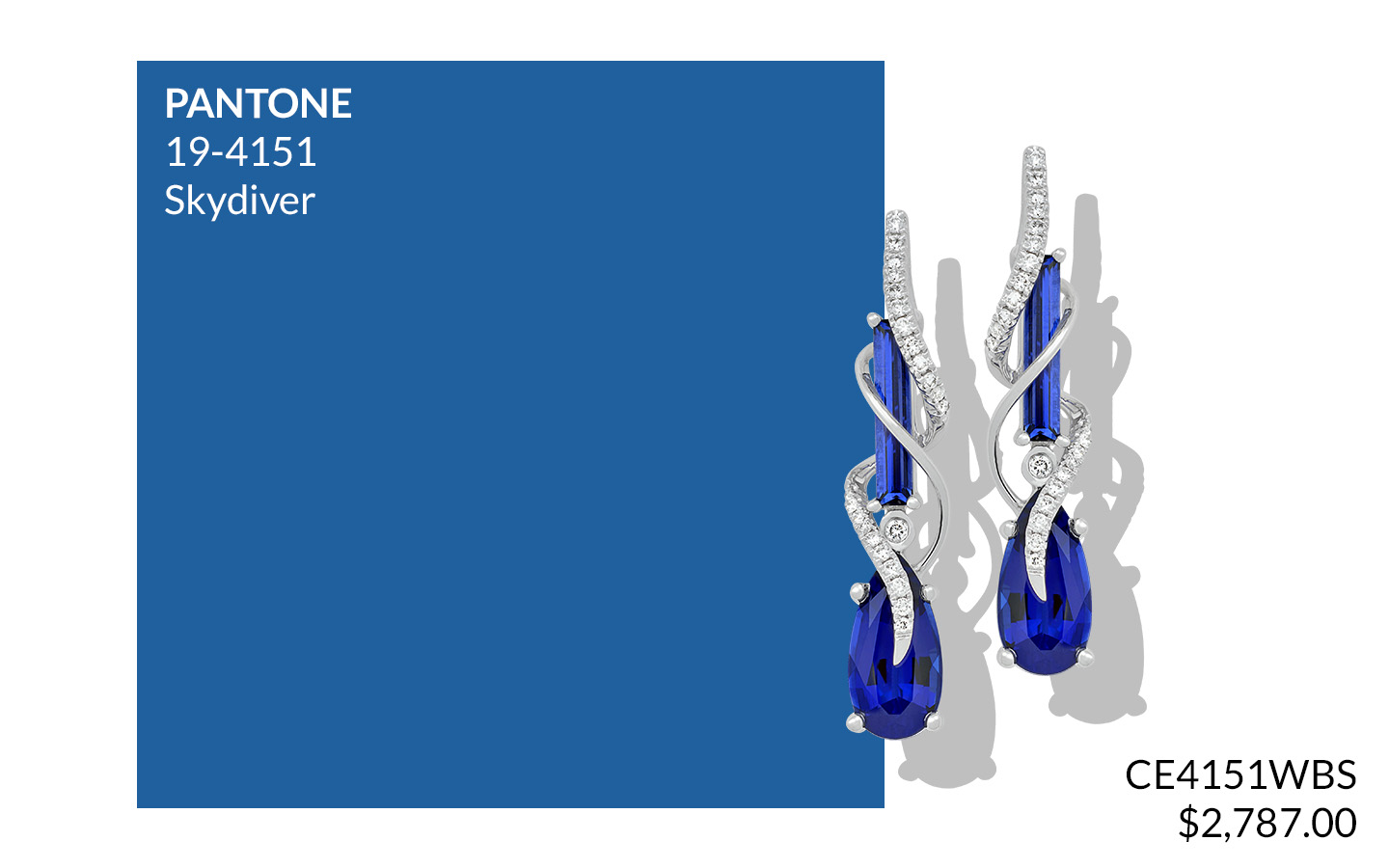 Pantone 19-4151 Skydiver Blue Sapphire Earrings CE4151WBS