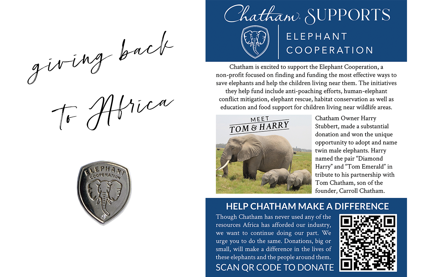 Giving Back to Africa - Chatham Supports Elephant Cooperation