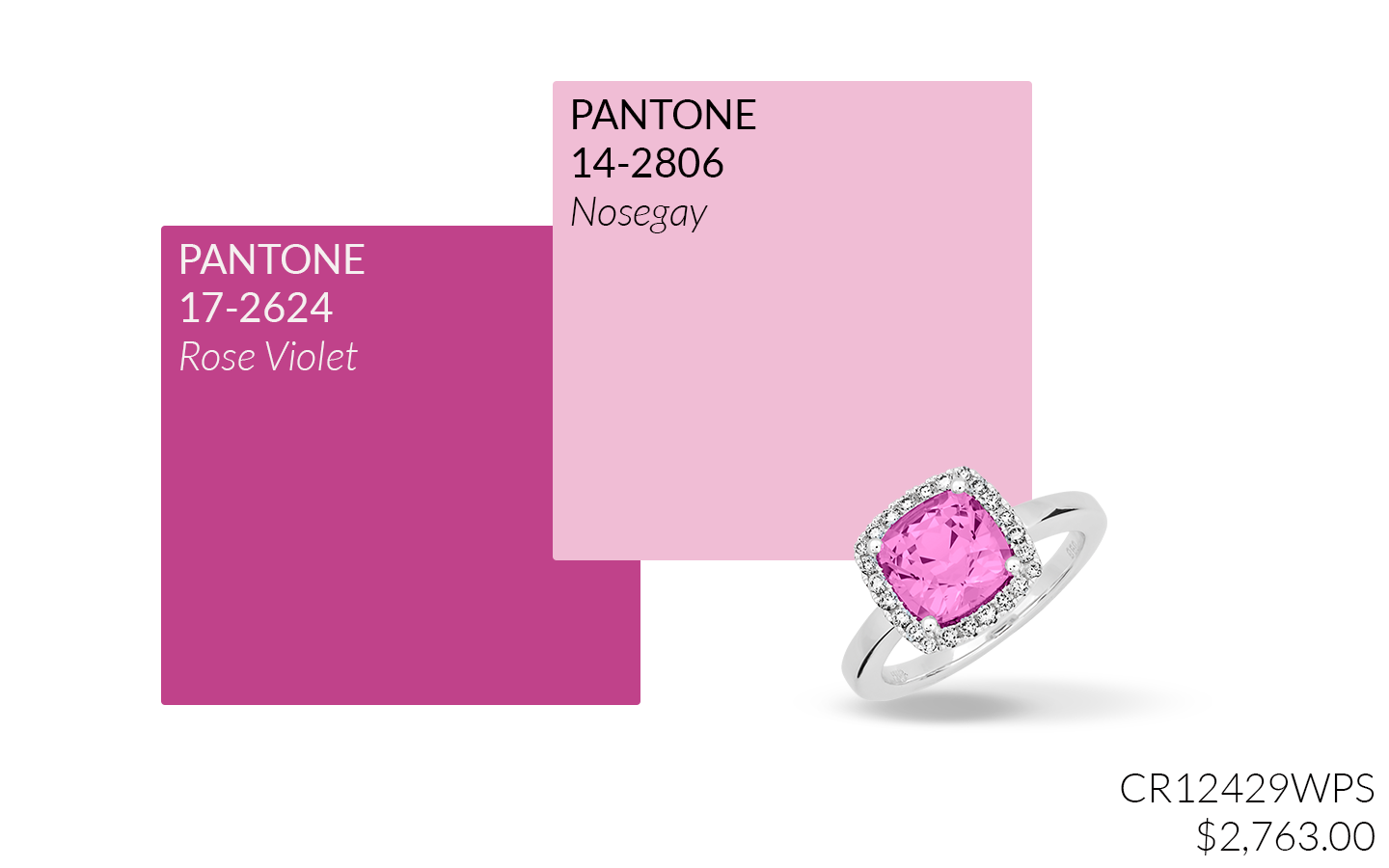 Lab grown Pink Sapphire Ring: CR12429WPS $2,763.00