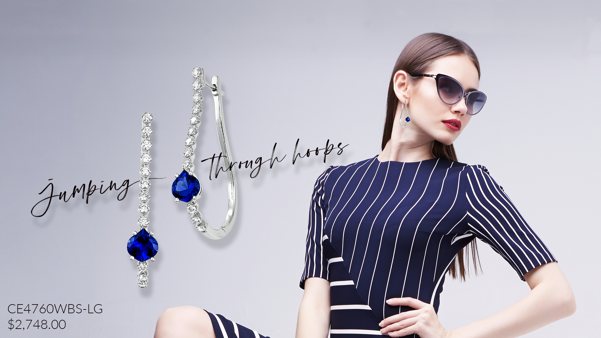 Hoop Fashion Trends - Lab Grown Blue Sapphire Hoop Earrings: CE4760WBS-LG PRICE: $2,748.00