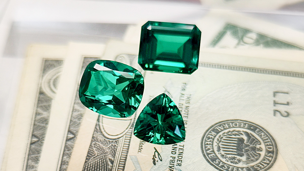 Lab-grown emeralds and money