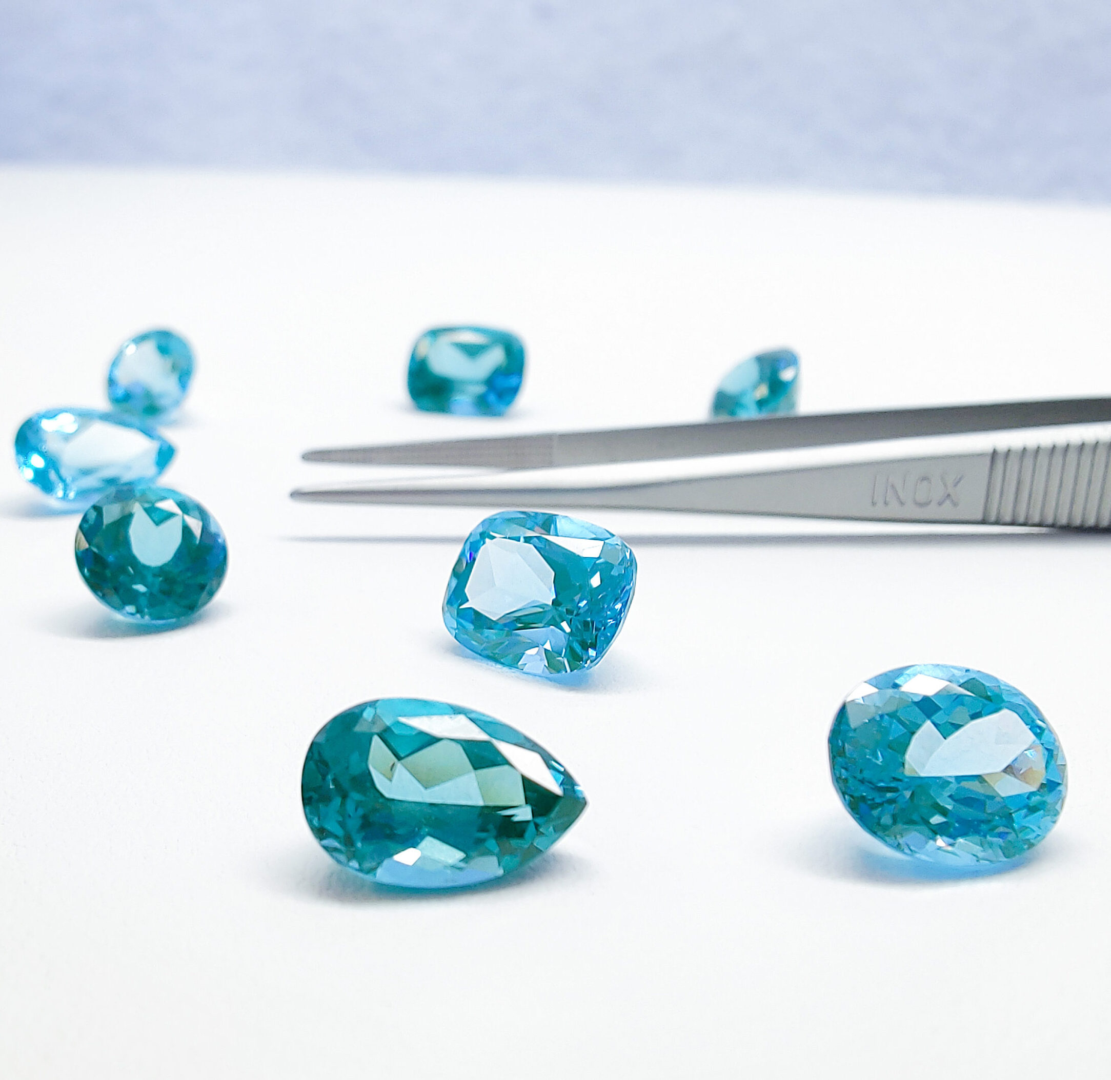 Lab-Grown Paraíba-Colored Spinel loose gemstones in sky blue and true shades