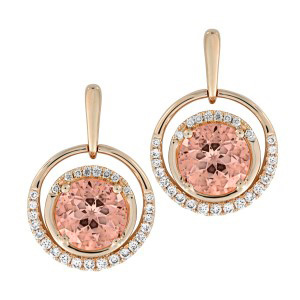 Chatham lab grown round champagne sapphire earrings set in 14K rose gold with Chatham lab grown diamond accents: CE4243RCS