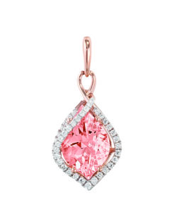 Lab Grown Champagne Sapphire Pendant in 14K rose gold with Chatham lab grown diamond accents - CP3907RCS-LG