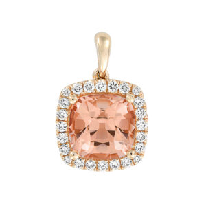 Chatham lab grown antique cushion champagne sapphire pendant set in 14K rose gold with Chatham lab grown diamonds: CP4395RCS-LG