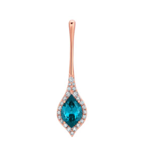 Flame-cut Chatham lab grown Paraiba colored spinel pendant set in 14K rose gold with lab grown diamond accents - CP5397RPA