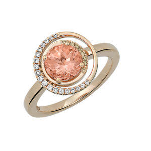 Lab Grown Champagne Sapphire Ring in 14K rose gold with Chatham lab grown diamond accents - CR12368RCS