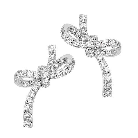 Chatham lab grown diamond bow earrings set in 14K white gold