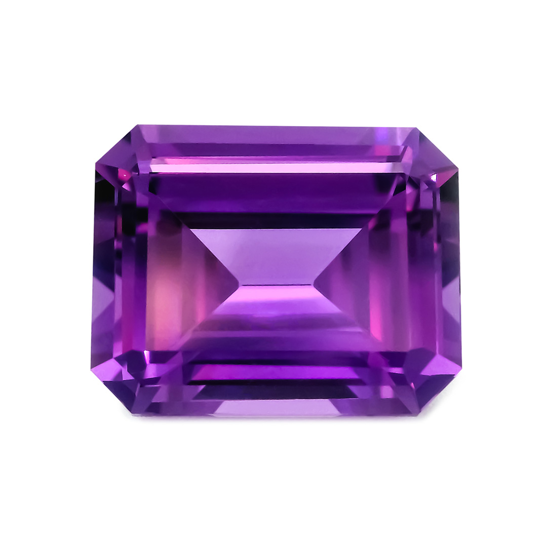 Emerald-cut Chatham lab grown purple sapphire