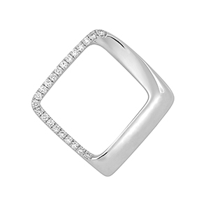 14K white gold geometric square pendant with Chatham lab grown diamond accents