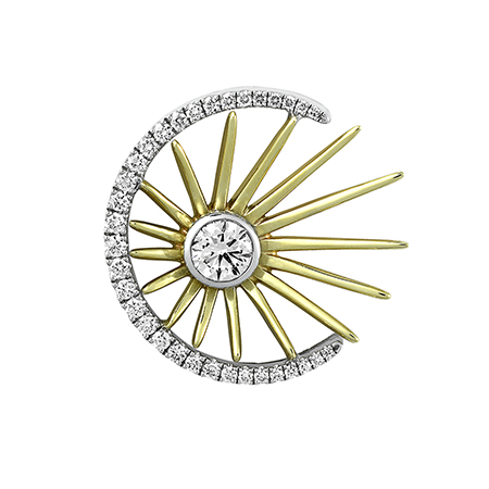 Chatham lab grown diamond sun and moon pendant