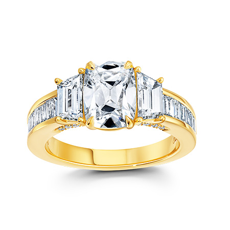 18K yellow gold Chatham lab grown diamond ring 